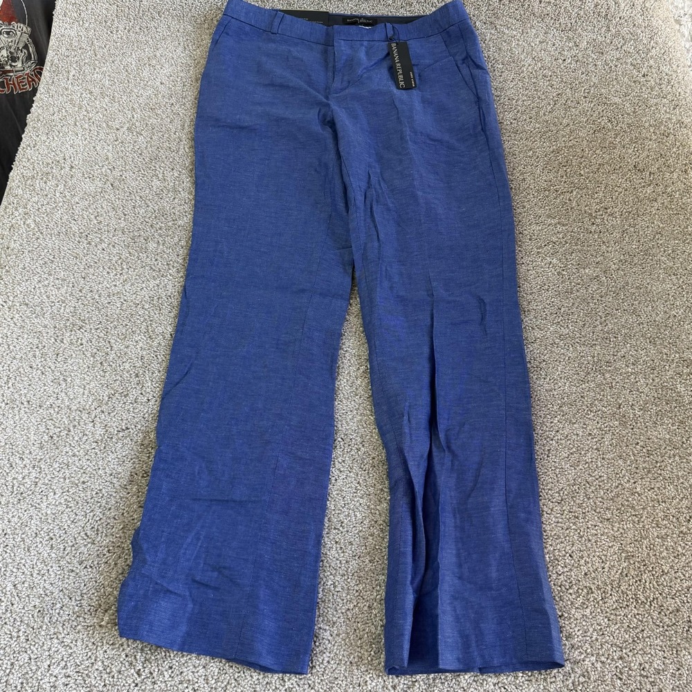 Banana Republic Dress Pants Womens 8P Blue Sloan Mid Rise Straight Leg Trouser